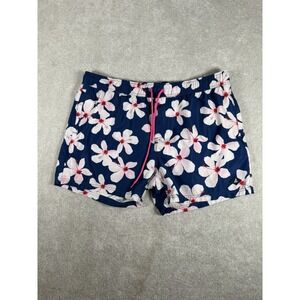 Sperry Navy Floral All Over Prints Swim Trunks Mesh Lined Size XL Modern 4.5"